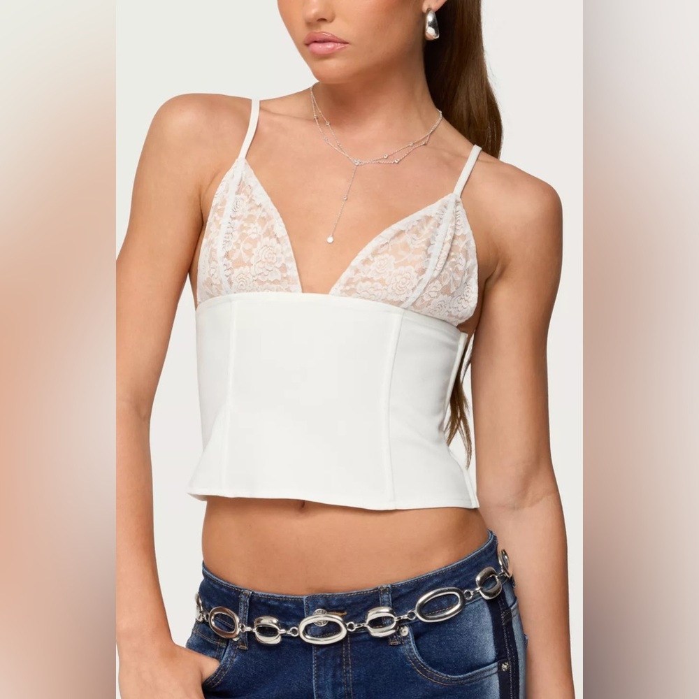 White Lace Trim Top sz: small